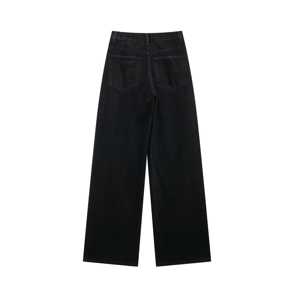 European and American style, new women's clothing, fashionable double-placket waistband, high waist and wide leg jeans 8197/232