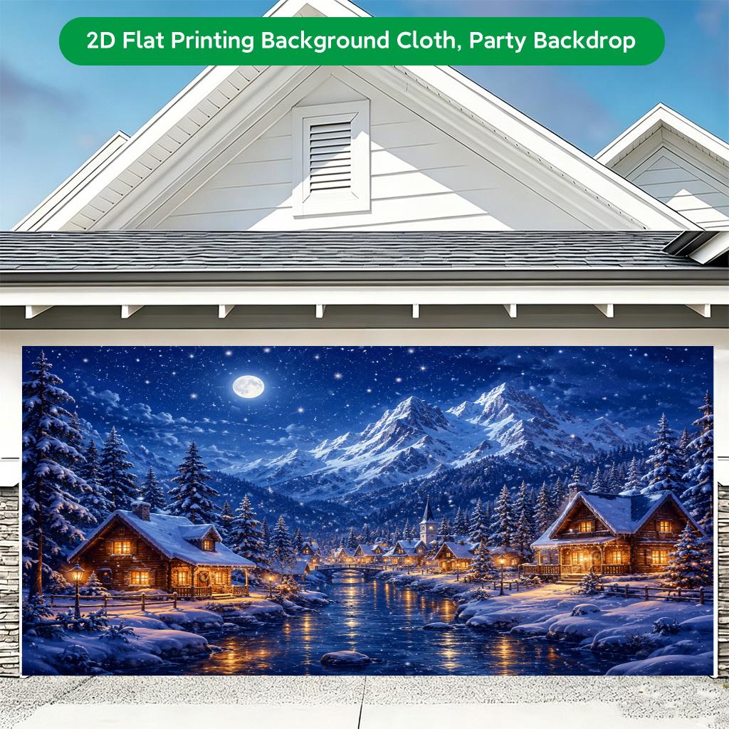 1Pcs Winter Night Village Decoration Background Winter Backdrop Decorations For Photo Studio Photo Booth Christmas Party