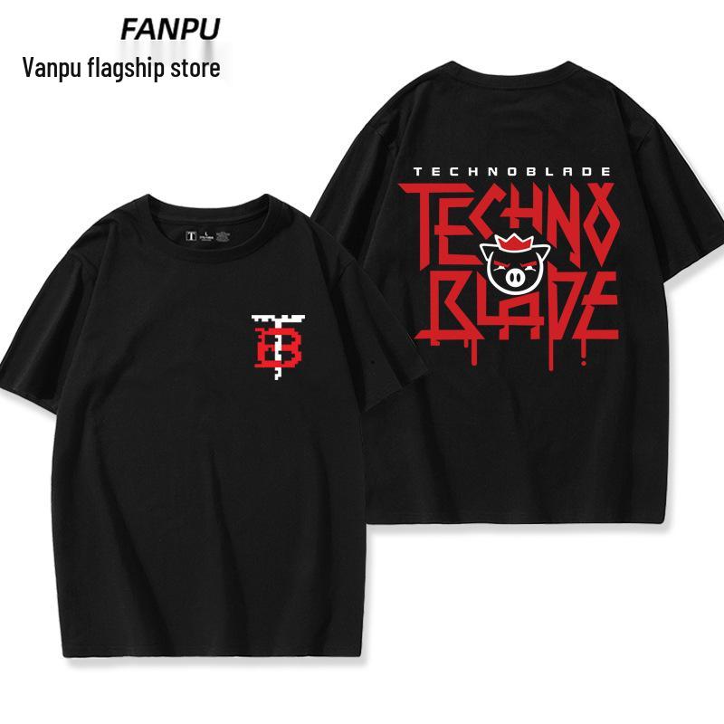 

Футболка Minecraft Technoblade Король Свиней - Унисекс Летняя Свободного Кроя 3XL