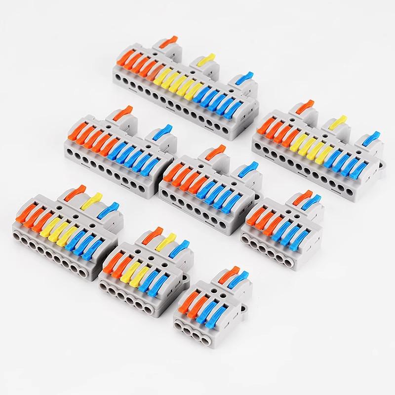 Quick Wire Connector Terminal Block with Test Hole - Junction Box, 2 Inputs, 4/6/8/12 Outputs Terminal Strip