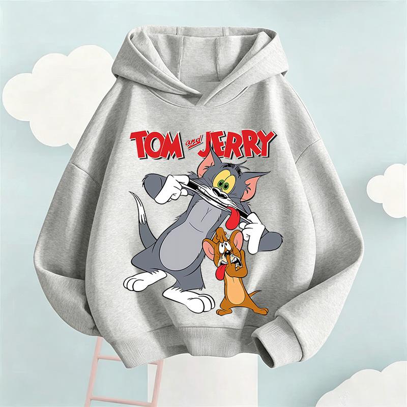 2026 New Autumn Boys Girls Hoodies Cartoon Print Children's Tom Jerry  Autumn Winter Long Sleeve Sweatshirt Cute Girls Hoodies