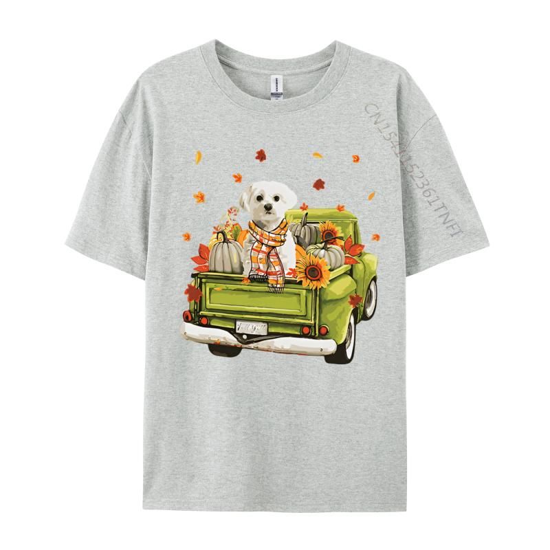 Party Happy Fall Yall Maltese Dog On Truck Tshirt Top Tshirts Rife Tops  Tees Cotton Men Cute Style Cotton Graphic Tees
