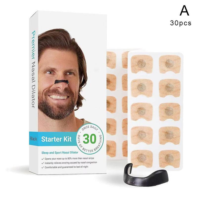 

15/30 пар магнитных назальных расширителей, полоски для носа против храпа, увеличивающие потребление кислорода, назальные расширители для сна, стартовый набор Type A-30PCS чёрный