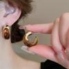 Maillard Style Resin C-shaped Geometric Silver Needle Stud Earrings, Fashionable Temperament Earrings