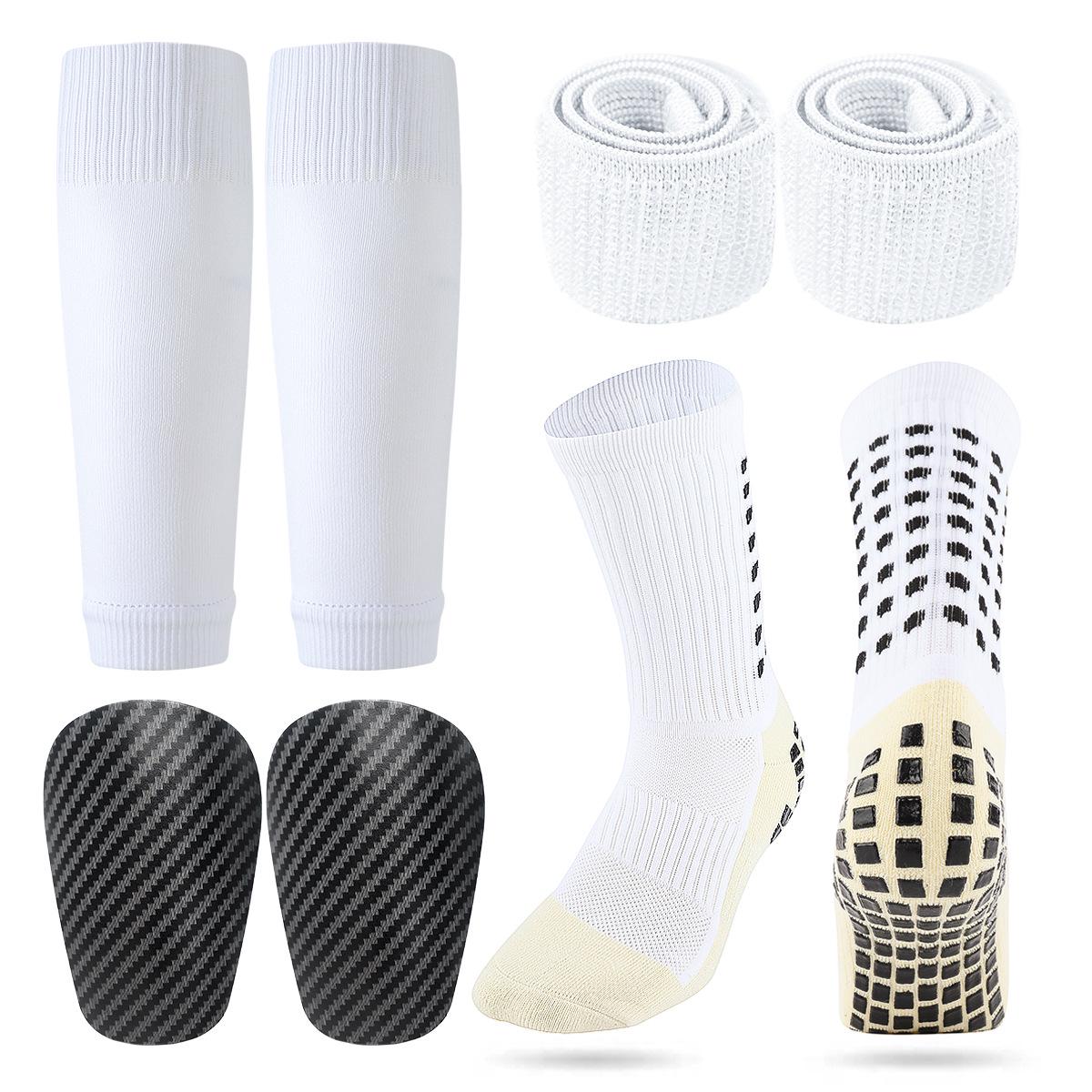 

Football Sports Suit with Adhesive Socks, Long Sock Covers, Shin Guards, and Straps
