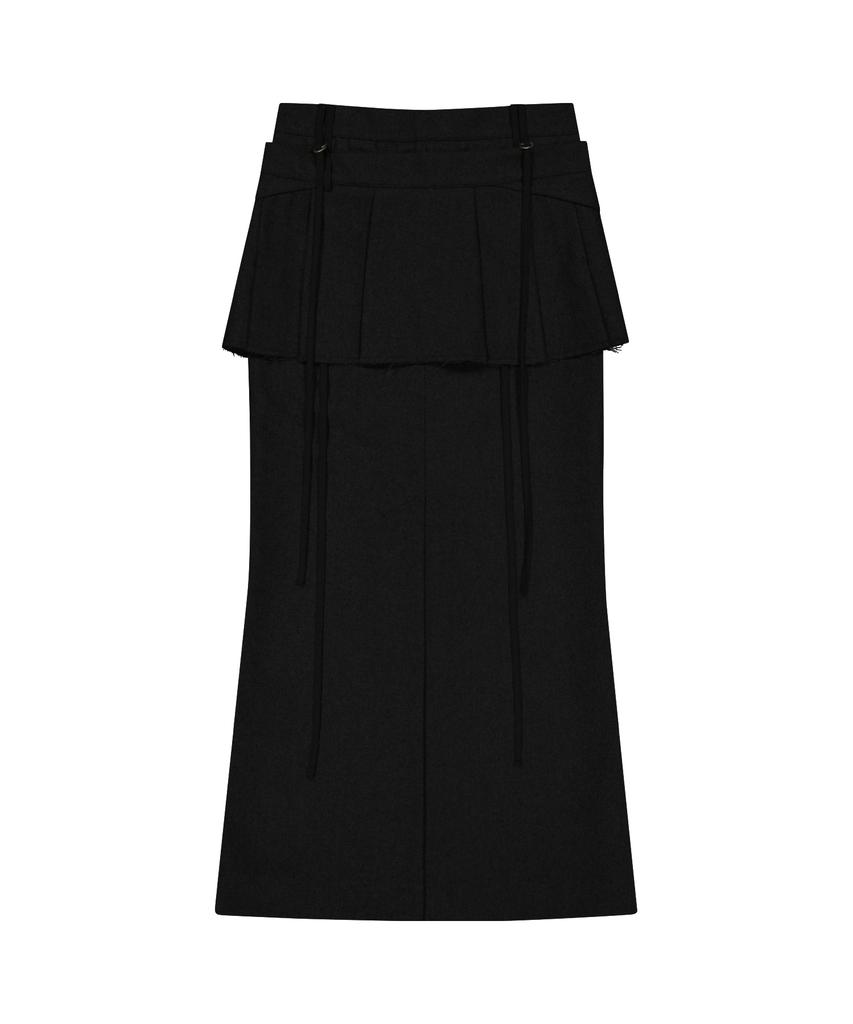 Ohos Layered Wool Skirt / Black