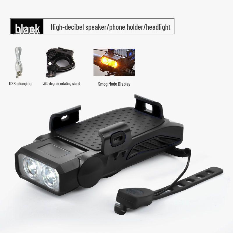 4-in-1 Bicycle Light: Headlight, Phone Holder, Horn & Power Bank for Night Riding