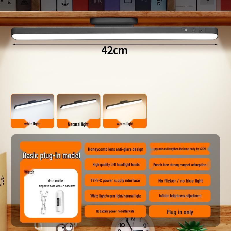 Crossled 42cm Magnetic Cool Light: Eye Protection Study Lamp for Dorm & Bedroom