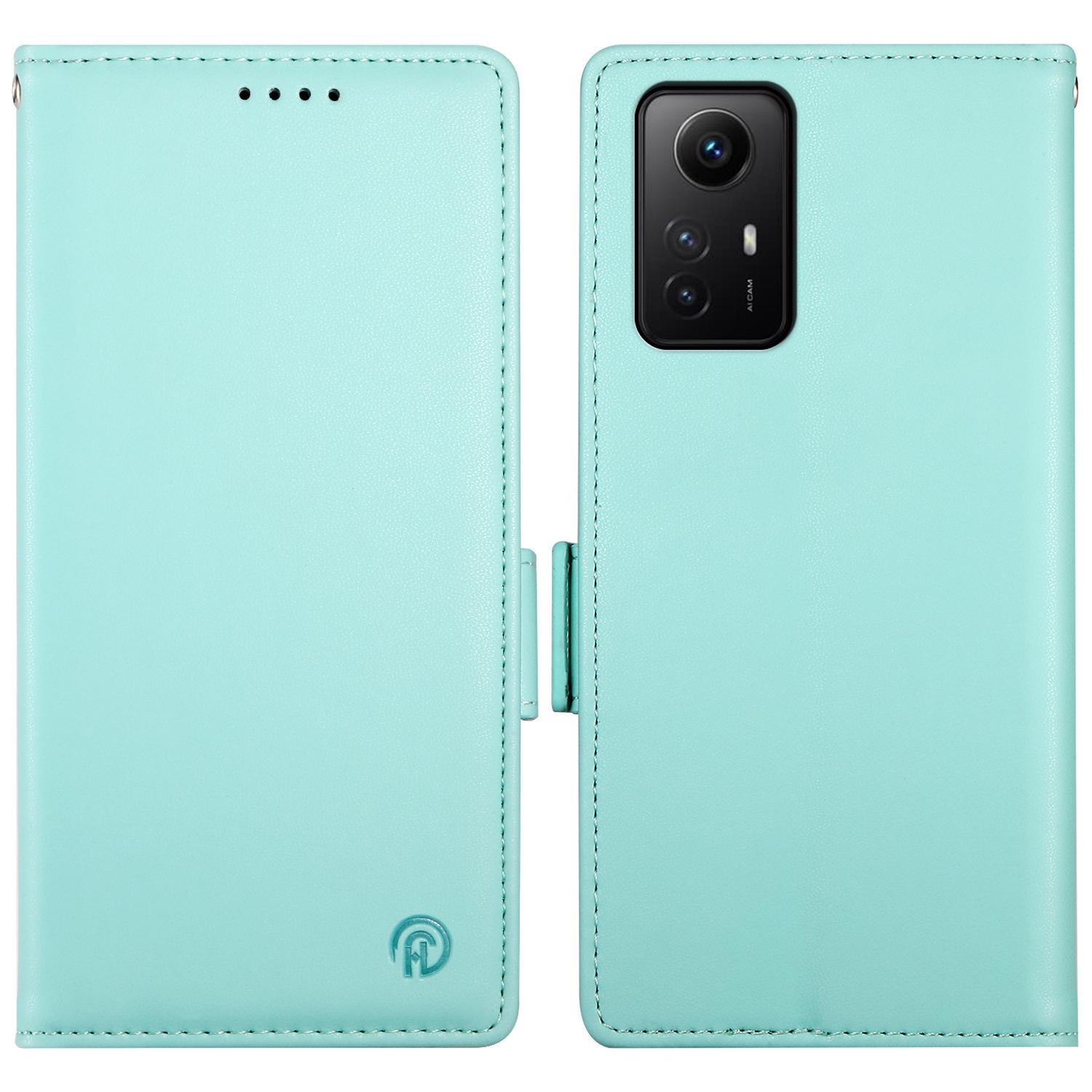 

DF-010 For Xiaomi Redmi Note 12S 4G Case Stand Magnetic Clasp Leather Phone Cover Mint Green