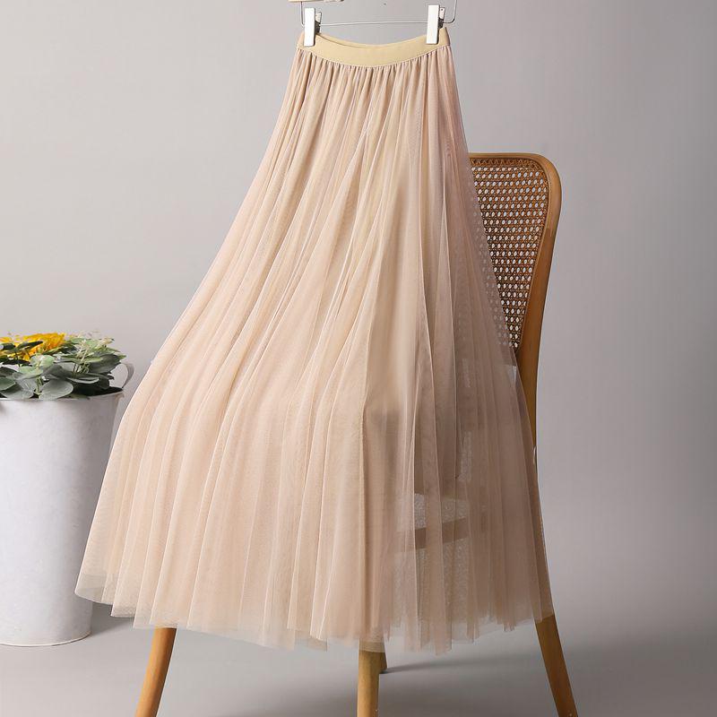 Elegant Mesh Dance Skirt: 720-Degree Flowing Tulle, Slimming Half-Length for Performances