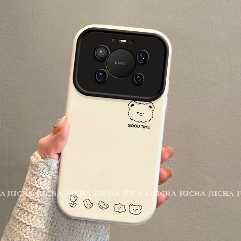 Suitable for Simple Line Bear Huawei Mate80 Mobile Phone Case, High-end Light Luxury HUAWEImate80promax