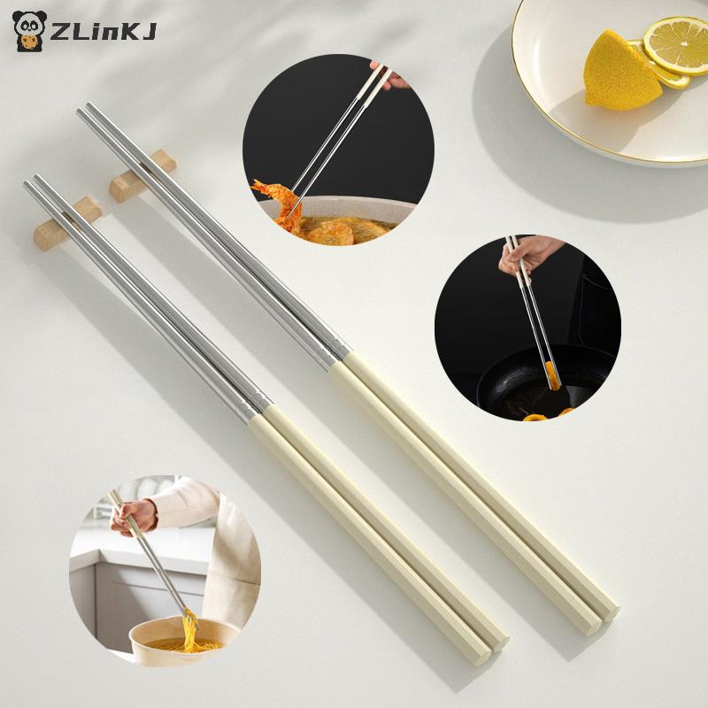 Essstäbchen aus Edelstahl, lange Essstäbchen, zum Kochen von Nudeln, frittierte Hot Pot-Essstäbchen, chinesische Essstäbchen, wiederverwendbares Essstäbchengeschirr aus Metall