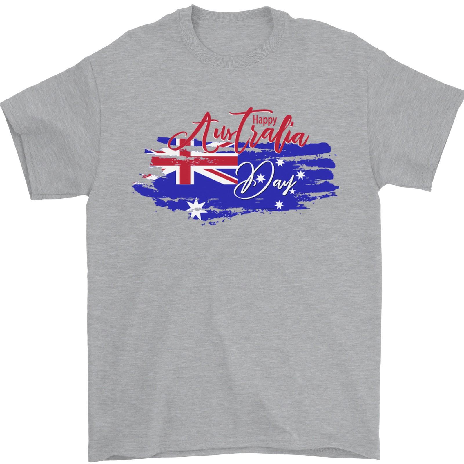 Happy Australia National Day Flag Mens T-Shirt 100% Cotton S