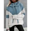 Color Block Drawstring Hooded Sweater, Casual Long Sleeve Pullover Sweater With Pocket, Women's Clothing