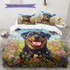 Rottweiler and garden Pattern Bedding Home Decoration Birthday Gift (1 * duvet cover + 2 * pillowcase, without core)