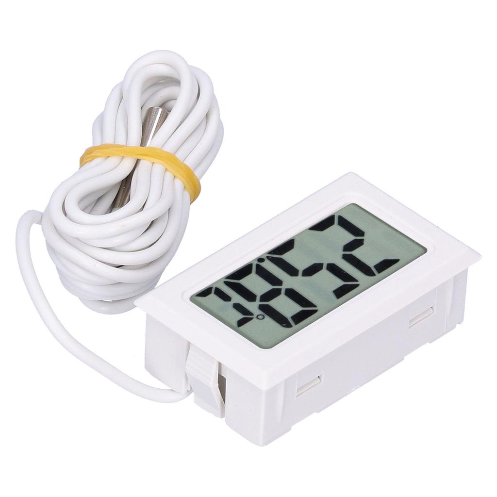 Digital Thermometer Mini LCD Wired Electronic Temperature Measurement Instrument FY13001White