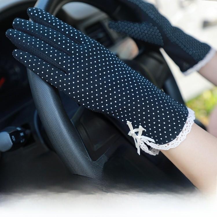 Womens Sun Protection Gloves With Touch Screen Ultra Thin For Driving And Cycling BlackBow