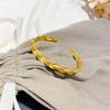 Gold Plated Wheat Ear Open Bangle: Luxurious Women's Braided Bracelet for Weddings