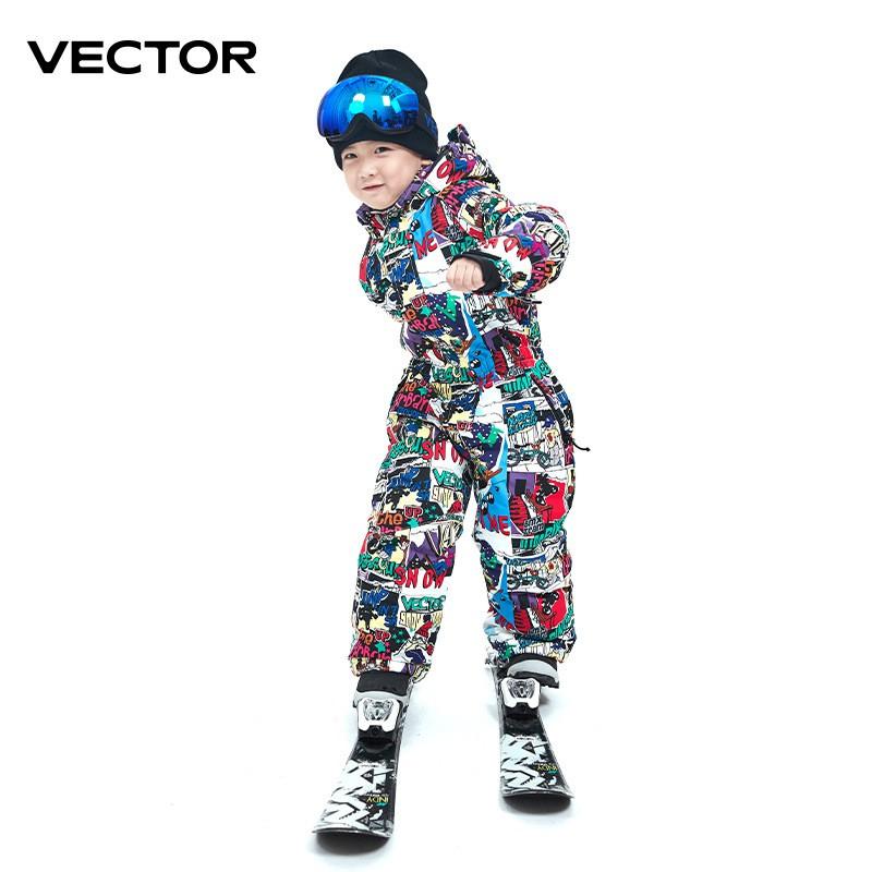 Kids Ski Suit Unisex Waterproof Windproof Thermal Snowsuit Children Outdoor Winter Sports
