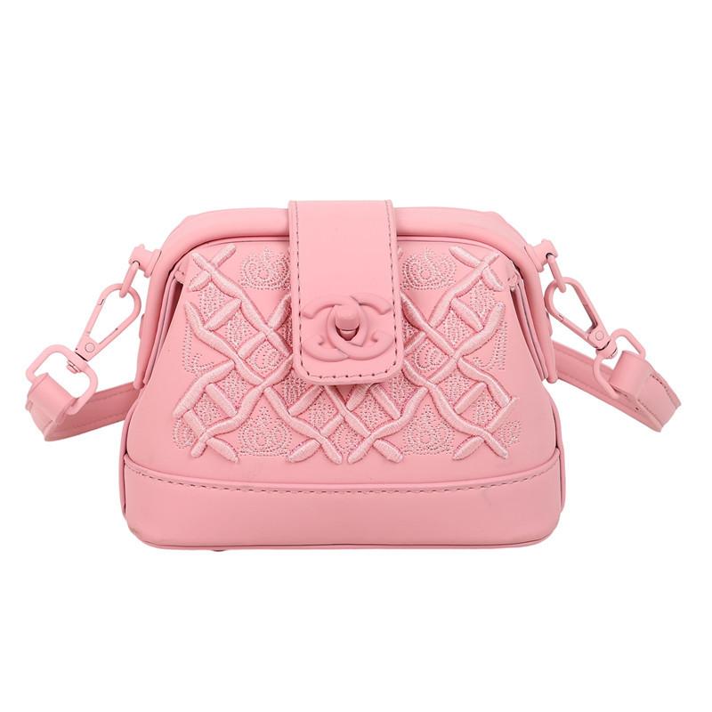 Tung Industri Broderi Skalväska Dam Ny Premium Texturerad Broderitråd Enfärgad Axelväska Crossbody