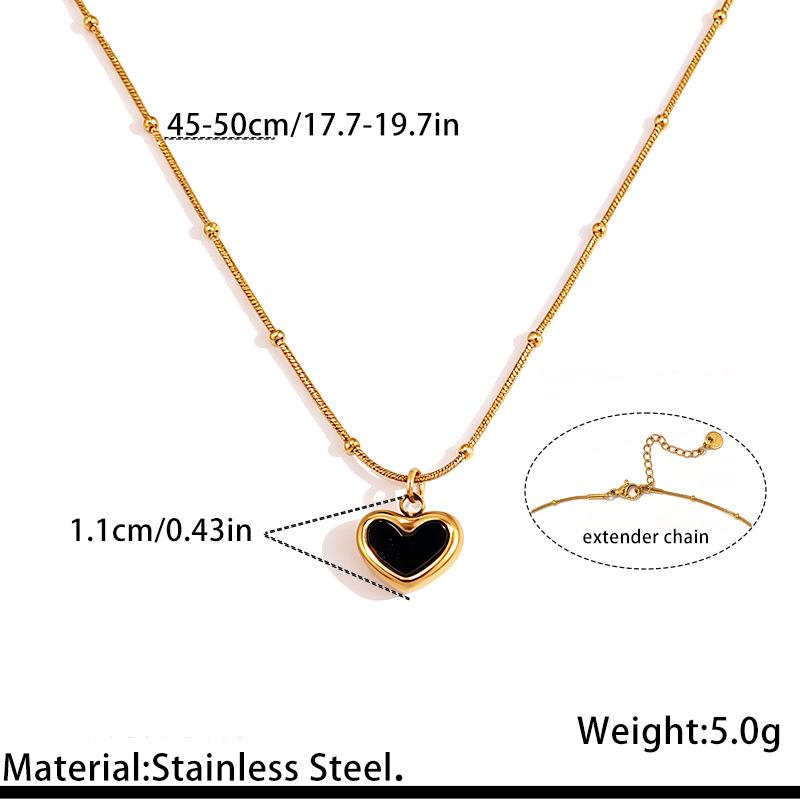 Stainless Steel Obsidian Necklace for Women Geometric Star Moon Heart Water Drop Pendant Choker Fashion Classic Vacation Jewelry