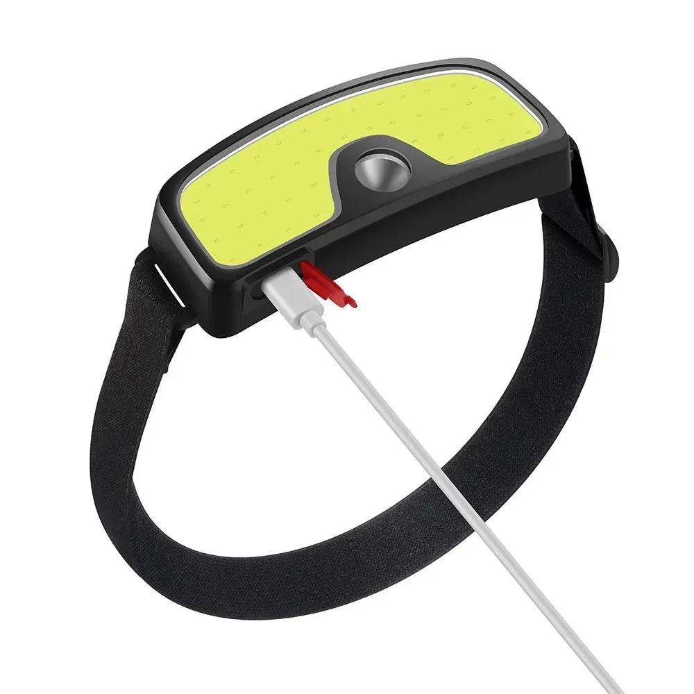 Powerful COB Headlamp Type-cRechargeable Head Flashlight Built-in Battery Outdoor Fishing Camping Lantern Waterproof Torch