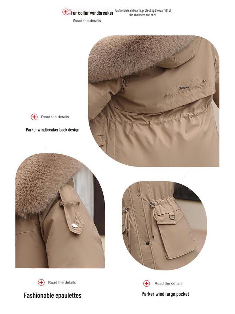 Women's Winter Parka: 3-in-1 Fleece-Lined Waist-Hugging Coat with Detachable Liner