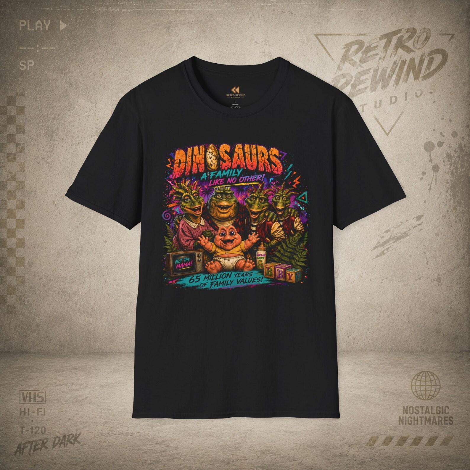 Dinosaurs Family Like No Other T-Shirt | Retro Neon Dino Graphic XL