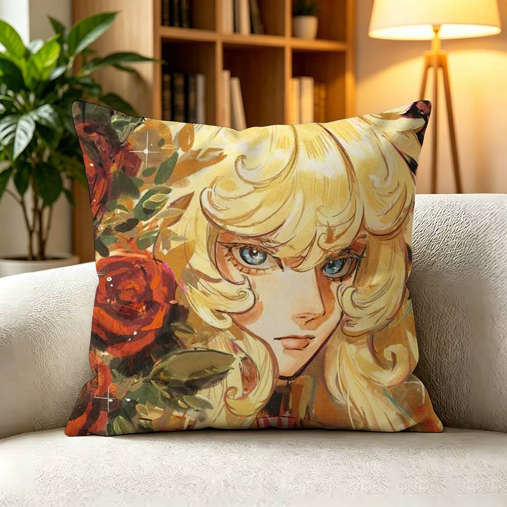 VVintage French Rococo Manga The Rose of Versailles  Pillow Case Square DoubleSided Sofa Cushion Cover Bedroom Bedside Pillow