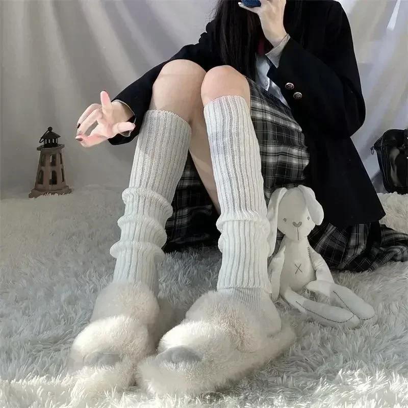 Knitted Lolita Leg Warmers Women's Long Socks Autumn Winter Wool Foot Cover Arm Warmer Y2K Crochet Heap Socks Boot Cuffs