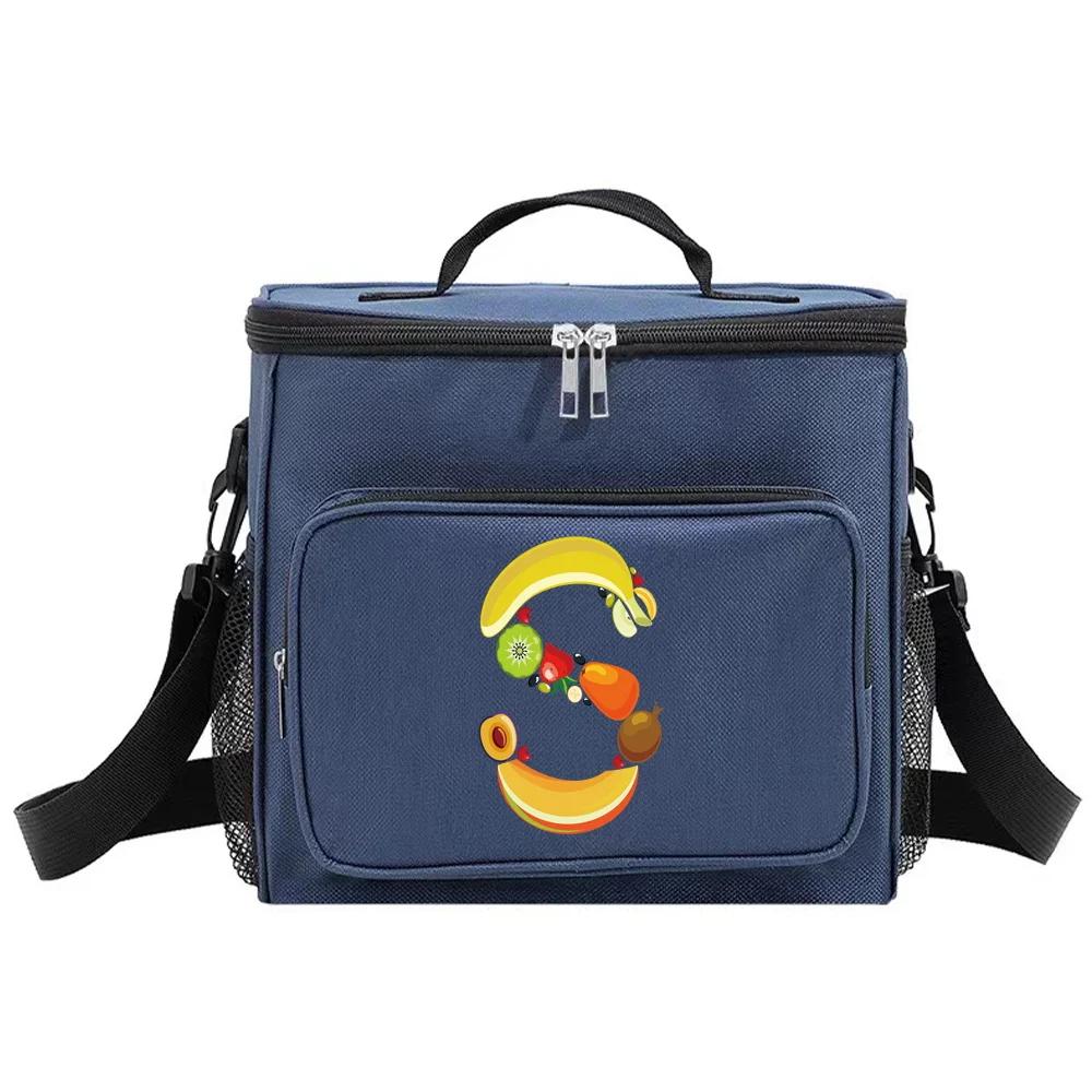Lunch Bag Insulated Bags Cooler Box Thermal Organizer Handbag Camping Shoulder Storage Lunchbag for Men and Women Fruit Pattern