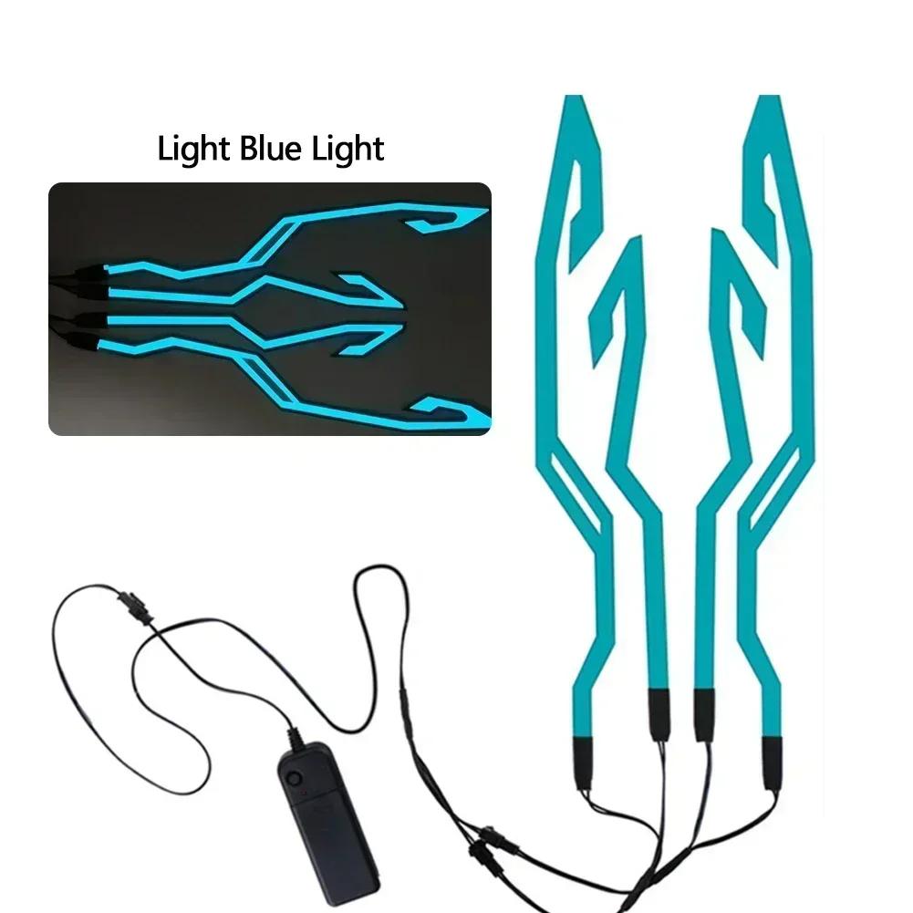 Waterproof Motorcycle Bike Helmet LED Cold Light Strip EL Sticker 4 Flashing Warning Lights Night Riding Helmet Kit