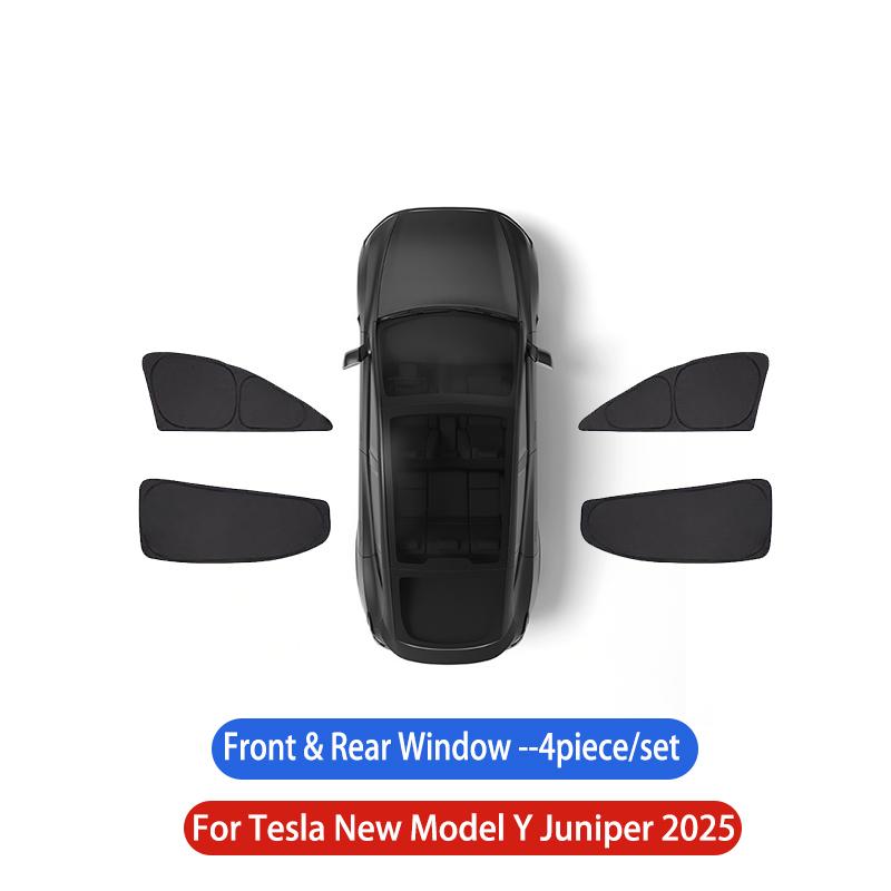 For Tesla ModelY Juniper2025 Sun Shade Front Rear Side Window Sunshade Windshield Sun Visor Outdoor Camping Interior Accessories