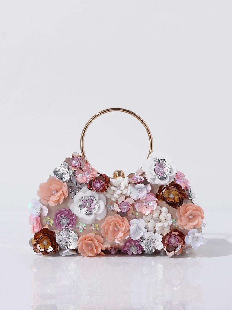 Handgefertigte Perlen-Blumen-Clutch für Hochzeiten und Partys