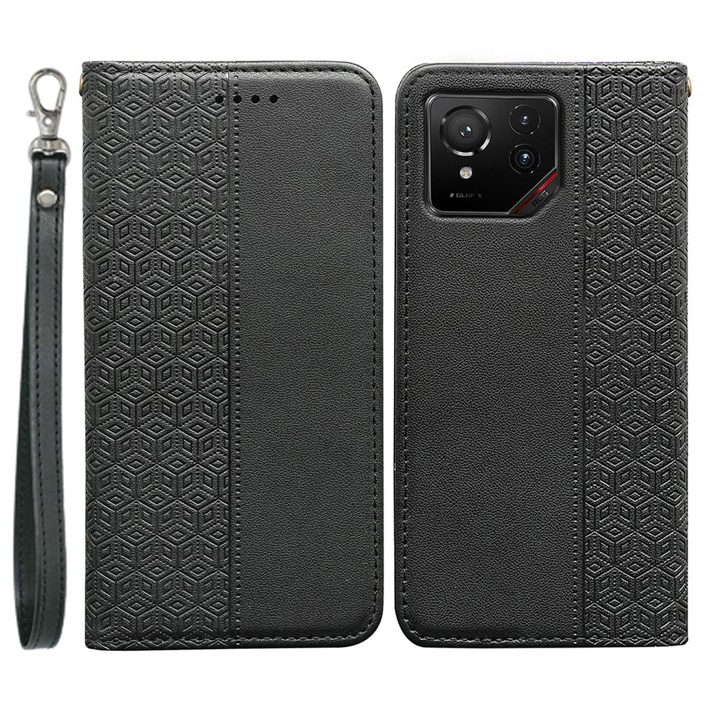 For Asus ROG Phone 9 5G Wallet Phone Case Strong Magnetic Checkered Pattern Imprint Leather Flip Cover