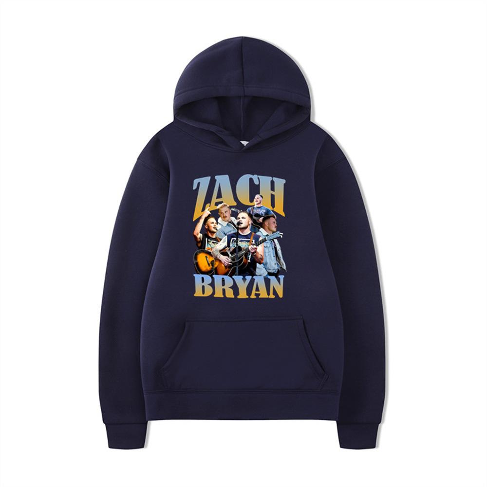 Zach Bryan Hoodie – Unisex Black Fleece Lined Sweatshirt, Text & Vintage Guitar Collage Print, Country Music Fan Streetwear Pullover