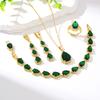 2025 Zircon Waterdrop Three-Piece Necklace Earrings Ring Set Multicolor Bride Wedding Fashion Jewelry