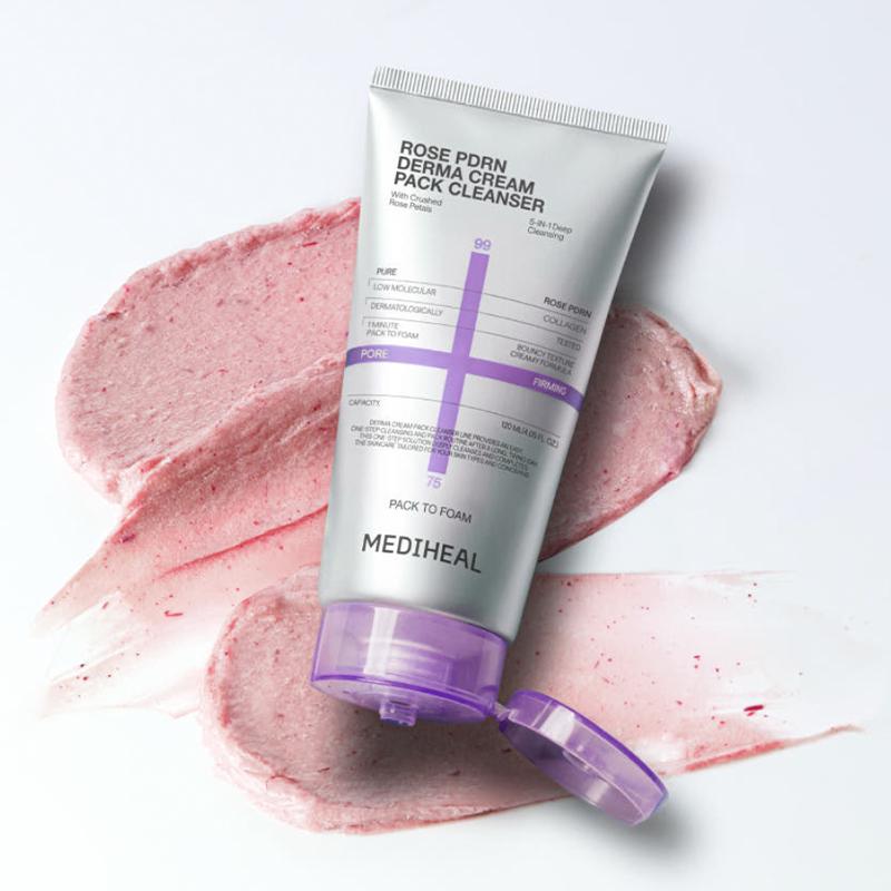 MEDIHEAL Дерма Крем-Маска Очищающая Роза PDRN 120 мл – Очищающая пенка для сужения пор