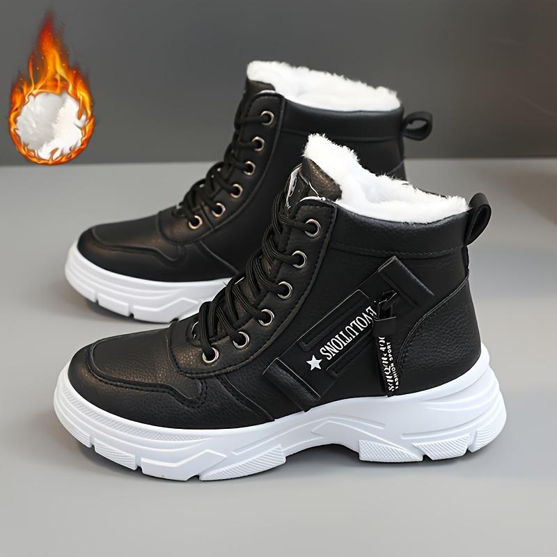 Botas de nieve de invierno para mujer cálidas y cómodas con cremallera lateral y forro polar, zapatos impermeables
