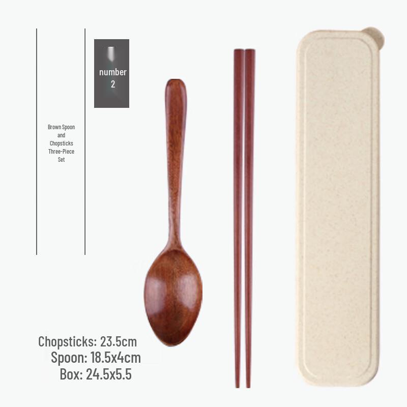 Japanese Style Portable Wooden Chopsticks & Spoon Set