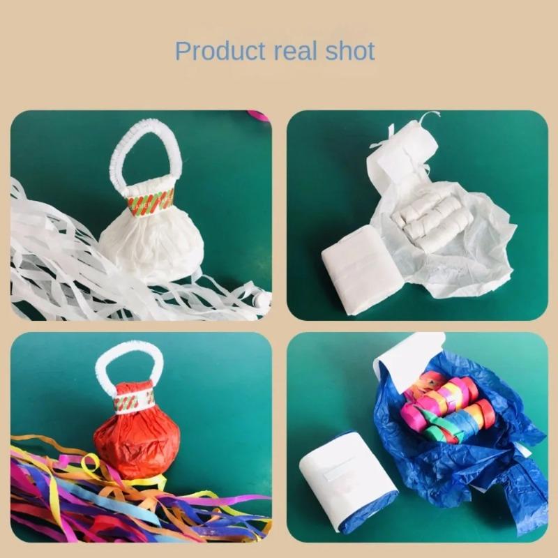 Confeti Lanzado a Mano Atrezzo de Cintas Serpentinas de Papel Petardos de Papel Color Aleatorio Atrezzo de Ambiente Cumpleaños Boquilla de Spray para Sujetar Flores de Boda