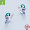 Colorful Dripping Parrot Ear Buckle, Niche Design S925 Silver Bird Earrings Earrings