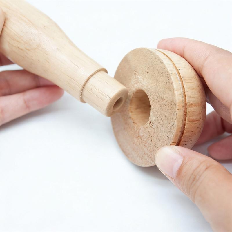 Eggs Shape Wood Mending Tool Wooden Darning Mushroom Set With Large Eye Needle and Colored Thread for Knitting Repair