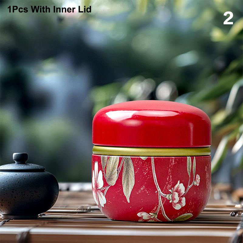 Tea Caddy Tea Box Containers Candle Cans Coffee Candy Snacks Sealed Iron Jars Floral Pattern Small Portable Storage Boxes