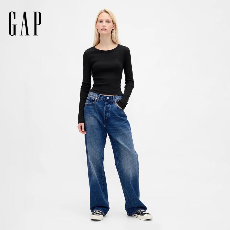 Gap Women's Embroidered Logo Basic Knit Long Sleeve Top