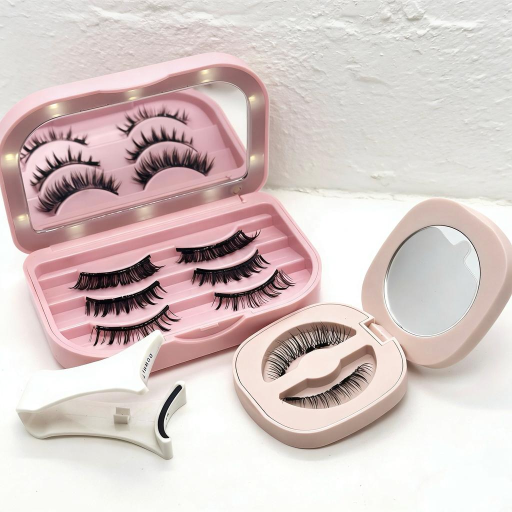 2026 Long Magnetic Lashes Faux Mink 3D Magnetic False Eyelash Applicator Set Black Cotton Band Cruelty-Free Reusable Packaging