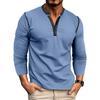 Herren T-Shirts Lässig Herbst Langarm Henry Shirt für Männer Retro Einfarbiges T-Shirt