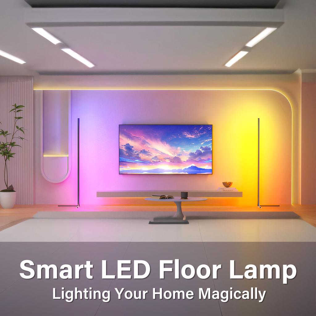 Newest Smart RGB LED Floor Lamp Remote APP Control Music 16 Million Color Changing Standing Mood Light with APP Remote Control