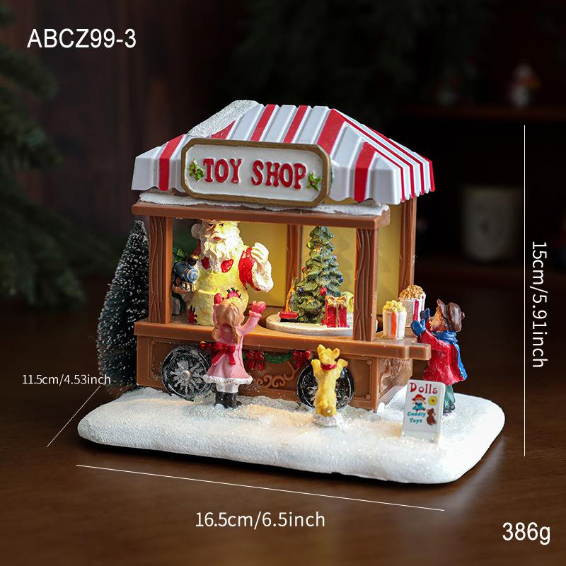Christmas Village Accessories LED Lighted Christmas Village Houses Xmas Vacation House Statue Xmas Village House for Home Decor