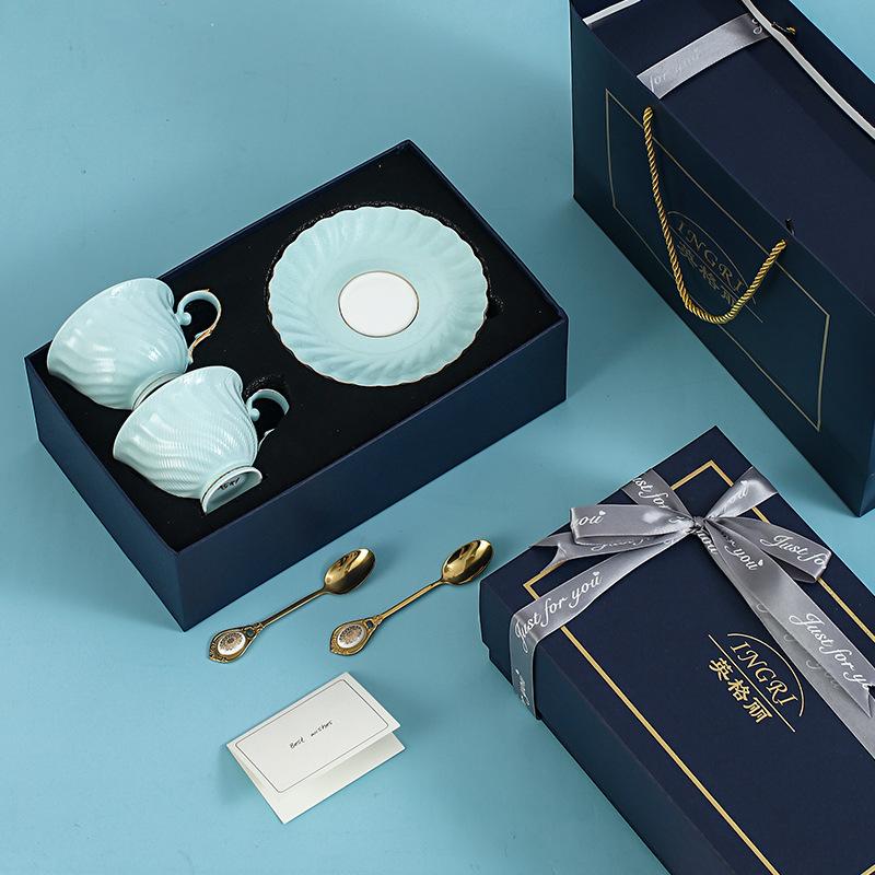 Light Luxury Bone China Coffee Cups And Saucers, High-End Exquisite Household Afternoon Tea Set, Cup Couple Cup Gift Box.